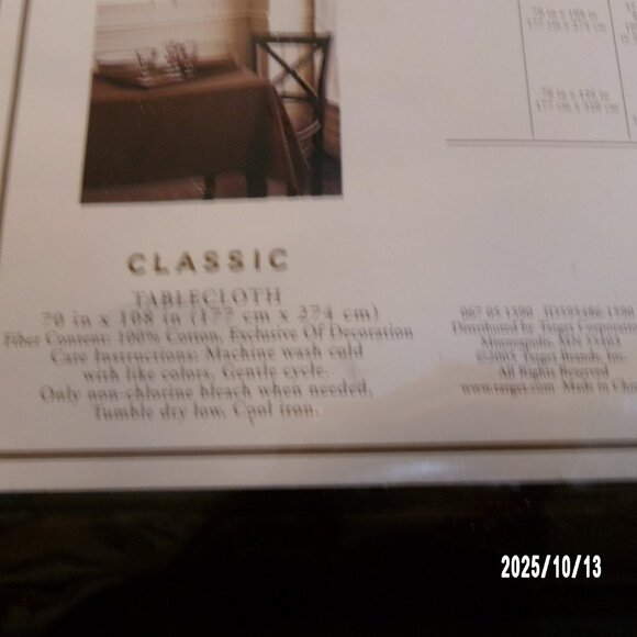 Fieldcrest Classic Tablecloth Oblong 70” x 108” BROWN 100% Cotton NEW - Picture 4 of 4